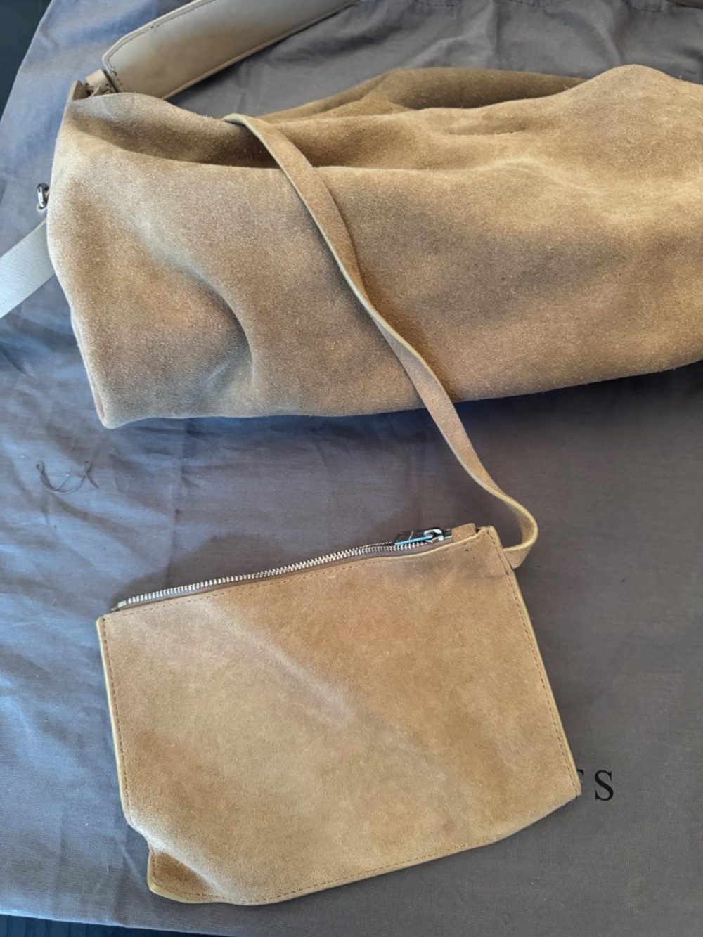 ALLSAINTS Paradise North South Suede Tote (TAN) - Picture 9 of 12